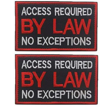 Imagem de QTao UPA150 Hook & Loop Dog Patch Coletes/Arneses Acesso Necessário por Lei Sem Exceções Remendos de Moral Tático Militar (2 peças)