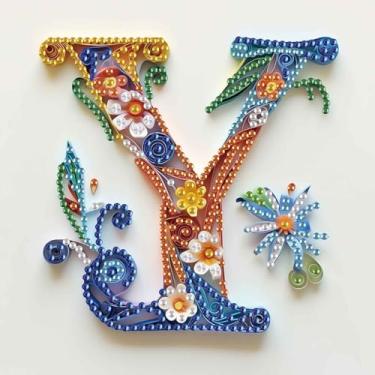 Imagem de MVVMTOP Kit de pintura de diamante, 5D DIY letra Y, arte de diamante artificial de cristal de forma especial, artesanato em mosaico parcial para iniciantes, decoração de parede, presente para quarto