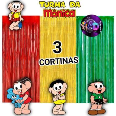Imagem de kit: 3 Cortina Metalizada , TURMA DA MONICA Decoração , Festa , Aniver