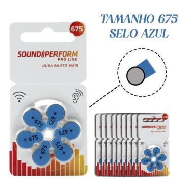Imagem de 60 Baterias/Pilhas para Aparelho Auditivo SOUND PERFORM - tamanho 675 
