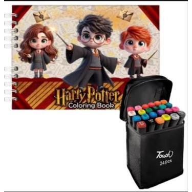 Imagem de Kit Livro De Colorir Harry Potter Bobbie Goods 50 Folhas 180g Com 24 C