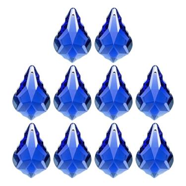 Imagem de PATIKIL Pingentes de cristal K9, contas de gota, pacote com 10 peças de prismas de lustre de 38 mm, contas de folhas penduradas, lâmpada faça você mesmo para decoração de artesanato, azul claro