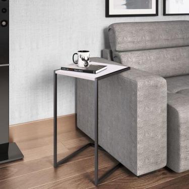Imagem de Mesa Lateral Estilo Industrial 35x40cm Freedom Móvel na Caixa, Branco/