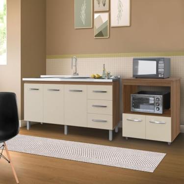 Imagem de Kit Balcão Para Pia De 150cm Com Balcão Multiuso Para Forno