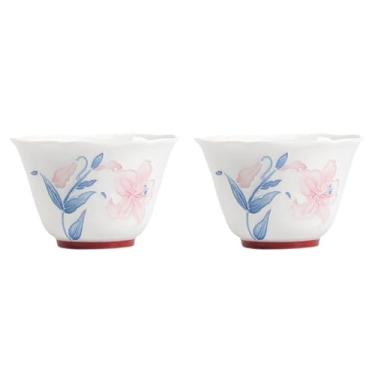 Imagem de Conjunto de chá de gongfu pintado à mão – motivos de lírio em porcelana branca pura, inclui bule de chá com alça de arco, Gaiwan, xícaras de chá e bandeja de bule, conjunto de cerimônia de chá para