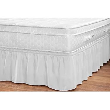Imagem de Saia Box Micro Percal Cama Solteiro King 198x108 100% Poliéster 2 Elásticos (Branco)