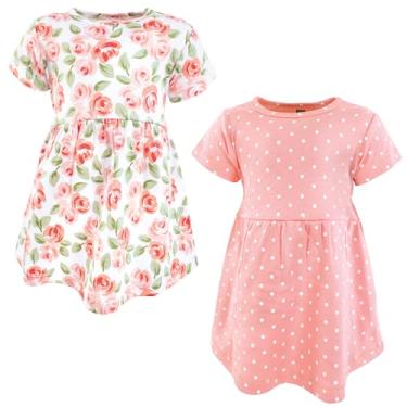 Imagem de Luvable Friends Hudson Baby Vestidos de manga curta 2 unidades, Estampa rosa pétala, 18-24 Meses