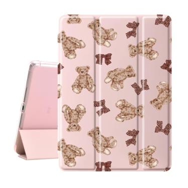Imagem de Idocolors Capa Bow Bear Pad para iPad Air 4 2020/iPad Air 5 2022 de 10,9 polegadas, capa traseira de poliuretano termoplástico transparente com suporte para lápis, capa protetora dobrável à prova de