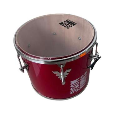 Imagem de Repique de Mão PHX Samba Music Madeira pele transparente Vermelho 906M
