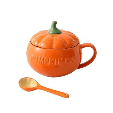 Imagem de Vento nórdico doméstico simples personalidade criativa fofa cerâmica requintada caneca de abóbora colher grande