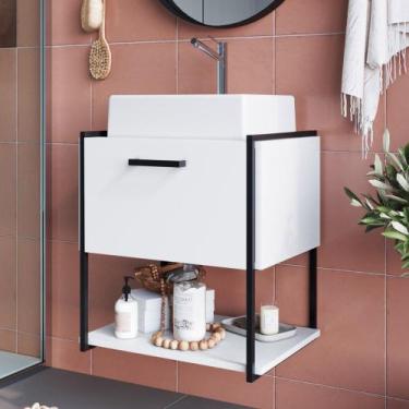 Imagem de Gabinete de Banheiro Suspenso 50cm com Cuba Moly Branco Z54 - Mpozenat