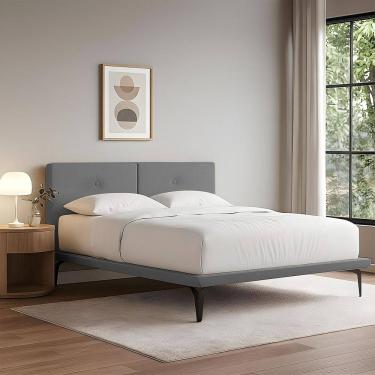 Imagem de Estrutura para Cama Japonesa Toquio King com Cabeceira Almofada Linho Cinza