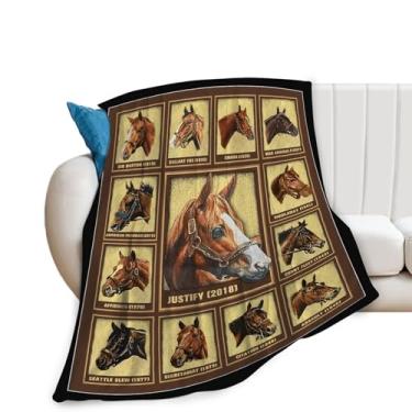 Imagem de Tijuboni Cobertor de cavalos de corrida, presentes de cavalo para meninas, meninos, mulheres, homens, crianças, adultos, cobertor de flanela macia para sofá, cama, decoração de casa 101,6 cm x 127 cm