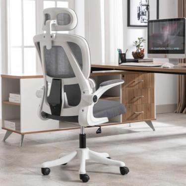 Imagem de BlidShop Cadeira de Escritório Ergonômica Veneza, Tela Mesh Respirável, Suporte Lombar, Reclinável, Altura Ajustável, Capacidade 120kg (Branca e Cinza)