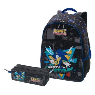 Imagem de Kit Estojo Duplo + Mochila Costas Sonic Don't Stop - Pacific