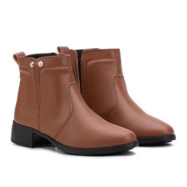 Imagem de Bota Cano Curto Feminina Calce Fácil Montaria Couro-Feminino