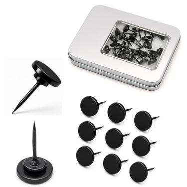 Imagem de Haowuliao 30 peças de pinos de metal pretos decorativos para placas de cortiça