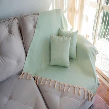 Imagem de Kit 1 Manta e 2 Capas de Almofada em Tecido Jacquard Falso Liso Dourad