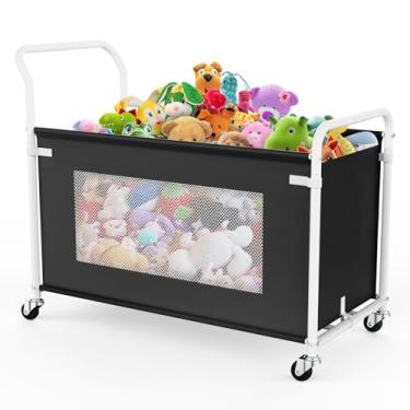 Imagem de KEEGH Caixa de brinquedos extra grande para crianças com rodas giratórias de 360°, baú de brinquedo resistente para meninos e meninas, organizador de armazenamento de brinquedos para crianças, caixas