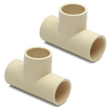 Imagem de Kit 2 Conexões Tê CPVC 22mm Água Quente e Fria Oferta - Via Sol