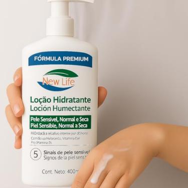 Imagem de New Life Loção Hidratante Premium, Fórmula para Pele Sensível, Normal e Seca, 400ml, com Niacinamida e Pantenol, Hidratação Profunda 24h