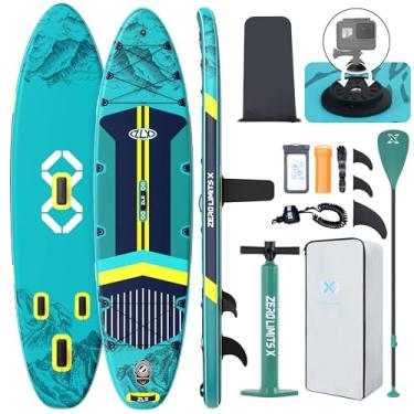 Imagem de ZLX Prancha De Stand Up Paddle Inflável Para Adultos E Jovens, Sup Super Largo 11'6 X 35" Com Barbatana Equilíbrio Patenteada, Deck Antiderrapante, Bomba Manual, Bolsa Transporte Remo Ajustável, Tod