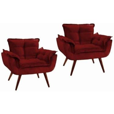 Imagem de Kit 2 poltronas para sala confortavel Opala. In-9 Decor. - Vinho
