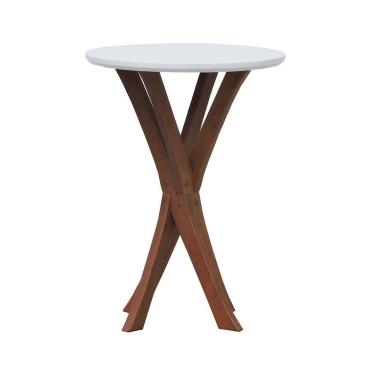 Imagem de Mesa Lateral Tiê Tampo Redondo ø42 Amêndoa-branco