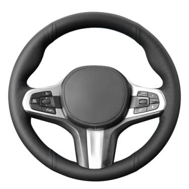 Imagem de MEWANT Capa de volante de couro artificial em relevo preto sólido DIY para BMW F44 G20 G22 G30 G32 G14 G15 X3 G01 X4