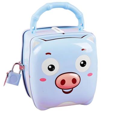 Imagem de Haugboag Cofrinho infantil para meninos, cofrinho de metal azul para crianças