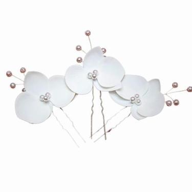 Imagem de Grinalda Grampo Cabelo De Noiva Arranjo Orquídea Enfeite A56 - Milly, 