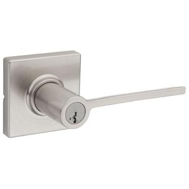 Imagem de Kwikset 405LRLSQT-15S Kwikset 405LRLSQT-S Ladera SmartKey Conjunto de maçanetas para porta de entrada com cilindro único com rosa quadrada