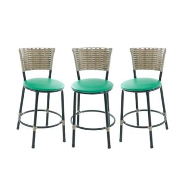 Imagem de BANQUETAS BANCO BAIXO DE COZINHA AMERICANA AREA GOURMET FIBRA SINTETICA CAPUCCINO(VERDE)