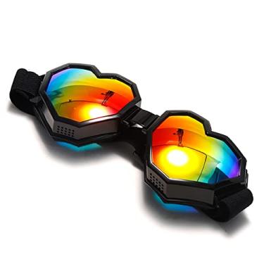 Imagem de GUVIVI Óculos de sol em forma de coração, moderno, rave, óculos de sol grandes para mulheres e homens, óculos divertidos