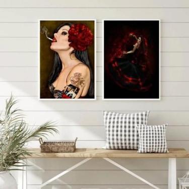 Imagem de Kit 2 Quadros Pomba Gira Maria Padilha 24X18Cm - Com Vidro - Quadros O