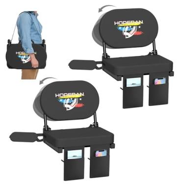 Imagem de HOPERAN Assentos de estádio com suporte para as costas – Cadeira de arquibancada acolchoada giratória dobrável de 270°, ganchos antiderrapantes, leve e portátil com alça de ombro, perfeita para