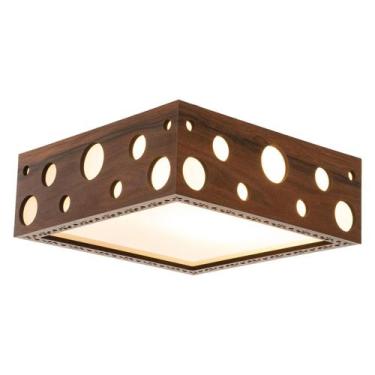 Imagem de Luminária Decorativa Madeira Plafon Mariscal Quad 20Cm - Creatus