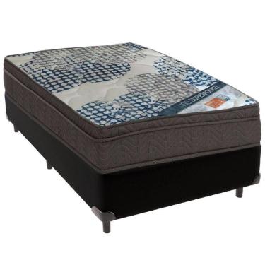 Imagem de Cama Box Preto E Colchão Iso Molas Ensacadas Molas Ensacadas Solteiro Ortobom