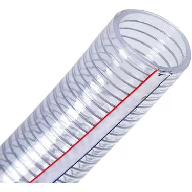 Imagem de Mangueira De Fio De Aço De Pvc 10m Tubulação Flexível De Fio De Aço Resistente Com Fixadores Mangueira Reforçada Com Fio Transparente, 19mm x 3.5mm