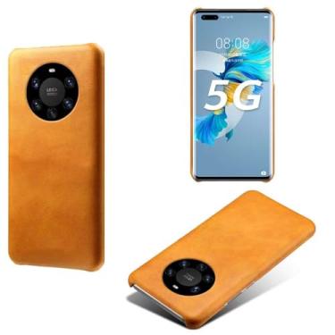 Imagem de Capa para Huawei Mate 40 PRO PLUS,Proteção contra quedas,Casca de volta de cor sólida simples,Design de couro de imitação de plástico-Orange