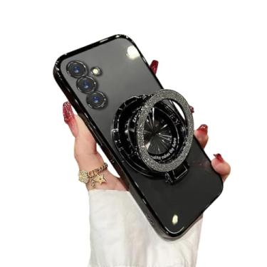 Imagem de Capa com suporte de anel brilhante para Samsung Galaxy S24 S25 Ultra S23 S22 Plus S21 S20 Fe A54 A55 A34 A14 A52 A15 Capa com suporte brilhante (para Samsung S22Ultra/PretoTM)