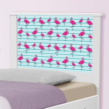Imagem de Cama solteiro hop com cabeceira barcelona flamingos - kids Mobili