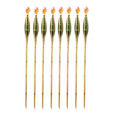 Imagem de Kit 8 Tochas Bambu Iluminação Fogo P/ Decoração Desmontável - Real Sed