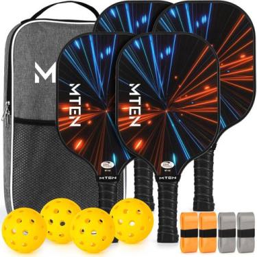 Imagem de Conjunto de pás Pickleball MTEN em fibra de vidro com 4 bolas e bolsa