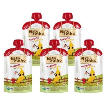 Imagem de Kit Papinha Organica Natuzinho Morango Banana Bebe 5 unid
