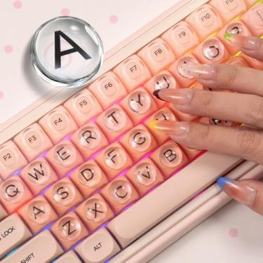 Imagem de 98 peças de teclado de vidro para unhas longas - capa de teclado transparente com caixa de armazenamento de plástico e pontos adesivos para teclado de computador/laptop/calculadora