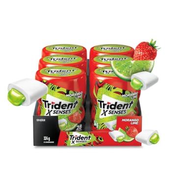 Imagem de Chiclete Trident XSenses Morango Lime Sem Açúcar Garrafa - Caixa com 6 unid. de 54g
