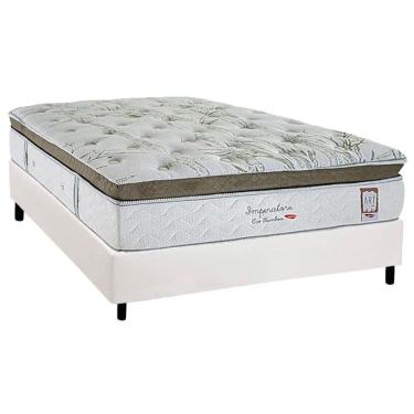 Imagem de Cama Box Casal: Colchão Molas Ensacadas Herval Imperatore Eco Bamboo + Base CRC Corano White (138x188)