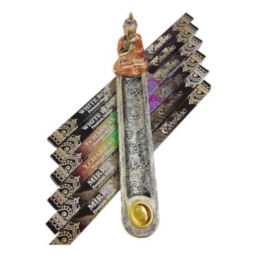 Imagem de Incensário Buda Com 6 Incensos Premium Massala Sac Forças Sagradas