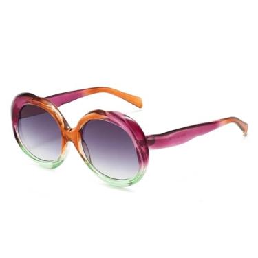 Imagem de JRLLFD Óculos de sol redondos punk femininos, armação retrô masculina, armação degradê, UV400 (roxo)